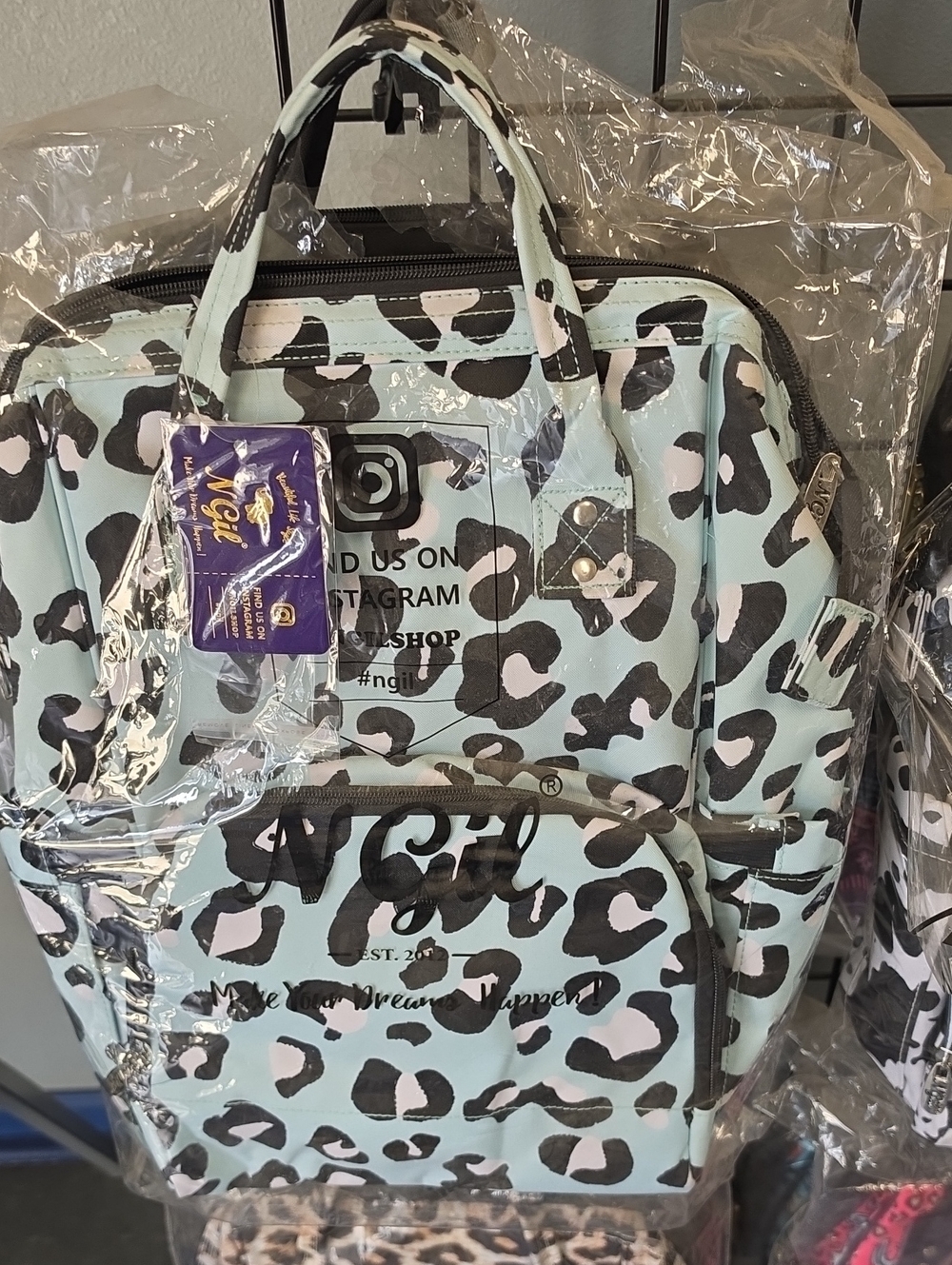 NGIL Canvas Diaper Bag / Travel Backpack Blue & White